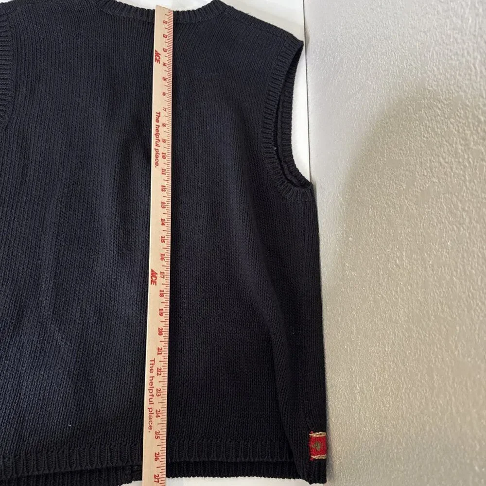 Tiara Christmas Knit Sweater Vest Stockings Black Size 14 16 Holiday Candy Canes